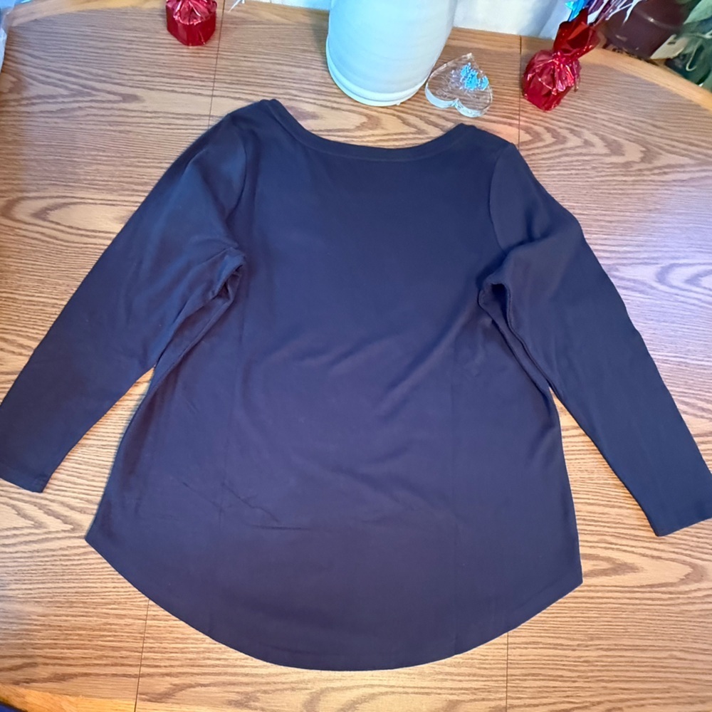 NWOT Mizrahi - Black Long Sleeve Tunic Top - 100% Cotton, Stretch, Thick - Picture 9 of 11